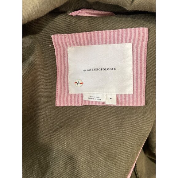 Anthropologie Trench Vest Womens M Olive Green Linen Blend Sleeveless Wrap Belt - Picture 14 of 16